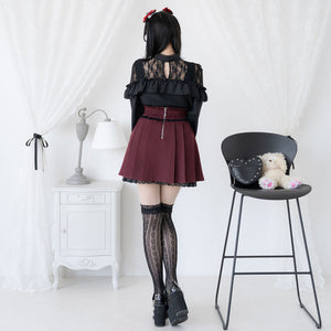 Dear My Love black "Heart Choker Lace Frill" blouse