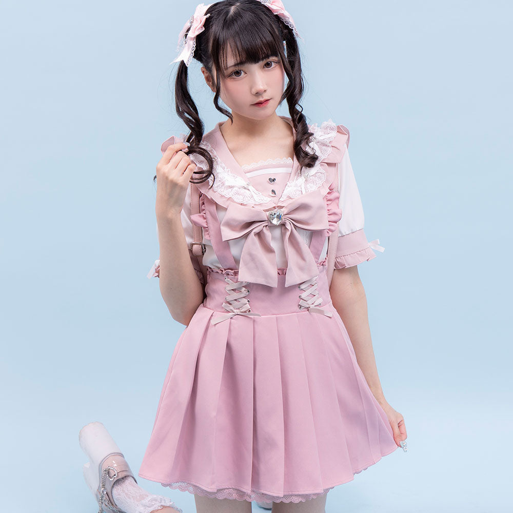 Dear My Love heart ribbon frill sailor blouse