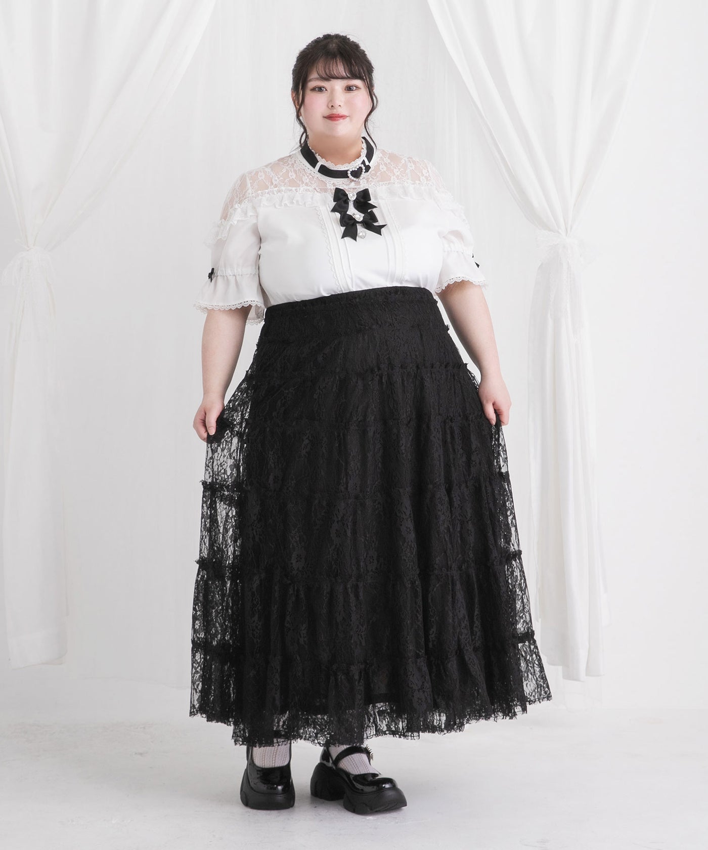 Dear My Love Whip heart bijoux ribbon blouse