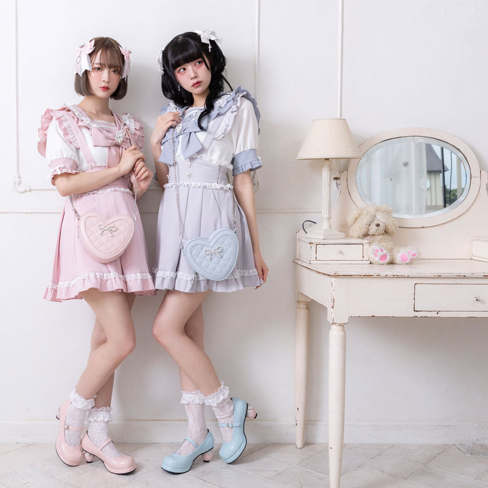 Dear My Love heart ribbon frill sailor blouse