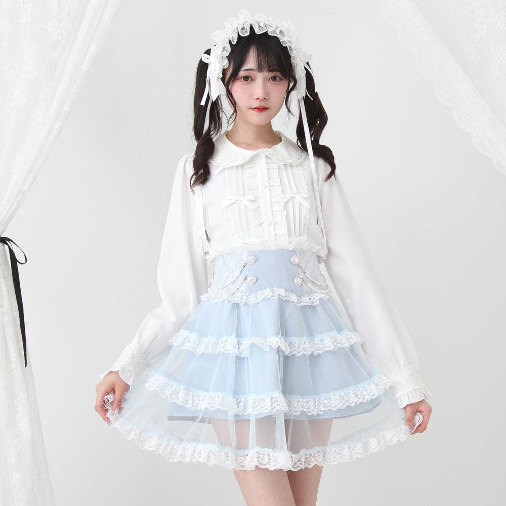 Dear My Love tulle layered pearl frill skirt