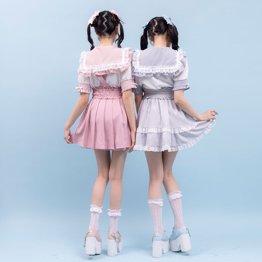 Dear My Love heart ribbon frill sailor blouse