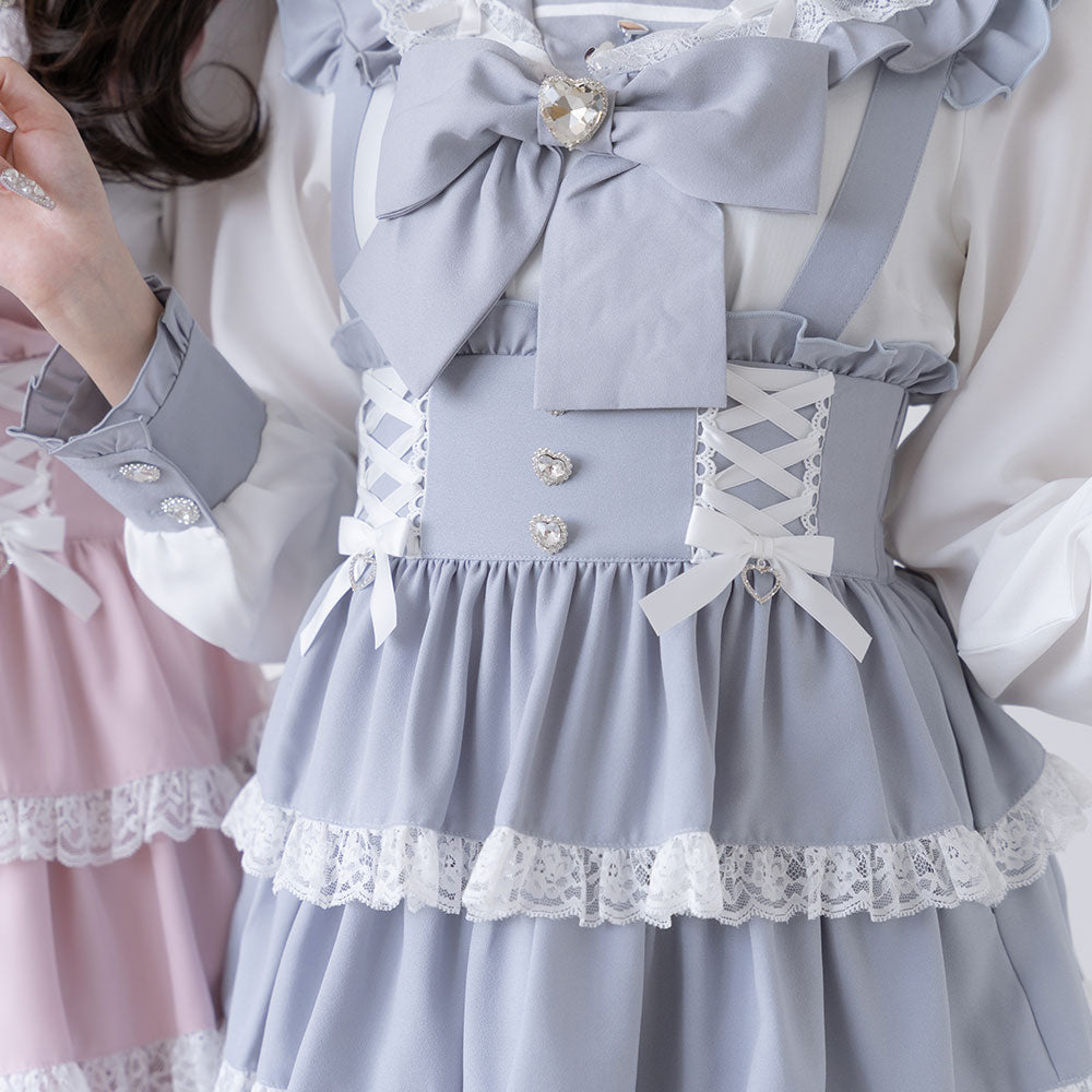 Dear My Love heart bijou lace up skirt