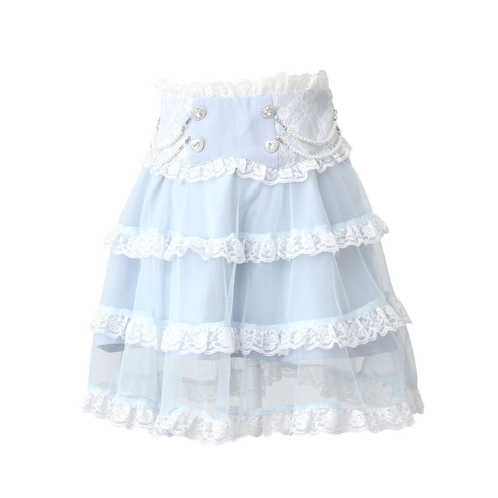 Dear My Love tulle layered pearl frill skirt