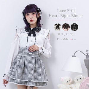 Dear My Love "Lace Frill Heart Bijou" blouse