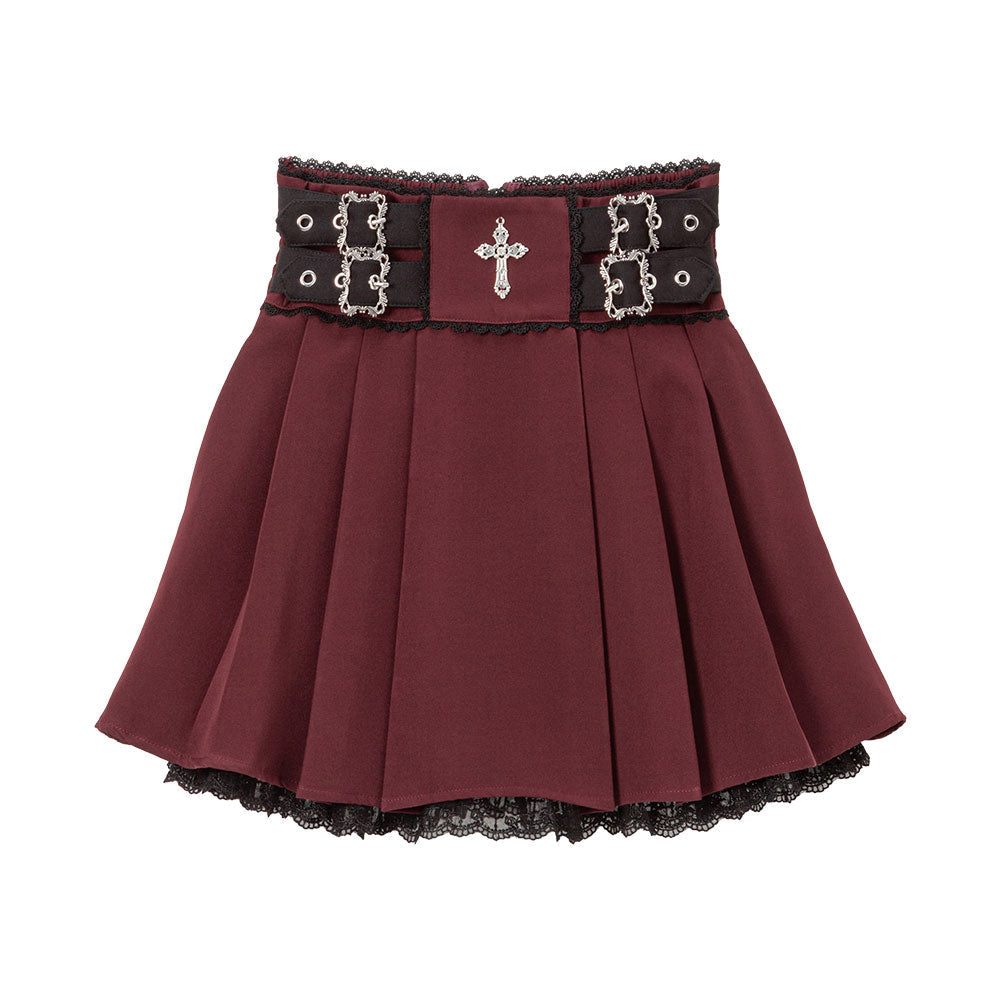 Dear My Love cross charm lace frill pleats skirt