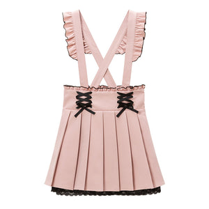 Dear My Love jirai kei "Suspenders Frill Lace-up Pleated" skirt