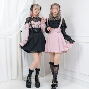 Dear My Love jirai kei heart suspenders skirt