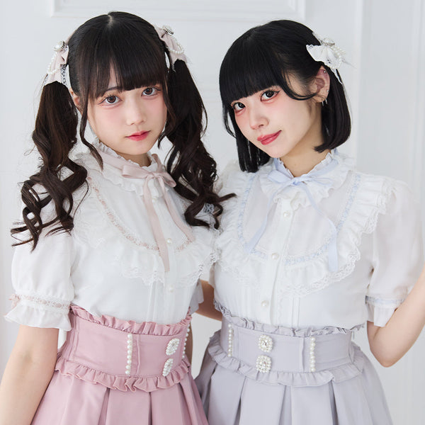 Dear My Love frill lace ribbon yoke blouse – Grumpy Bunny