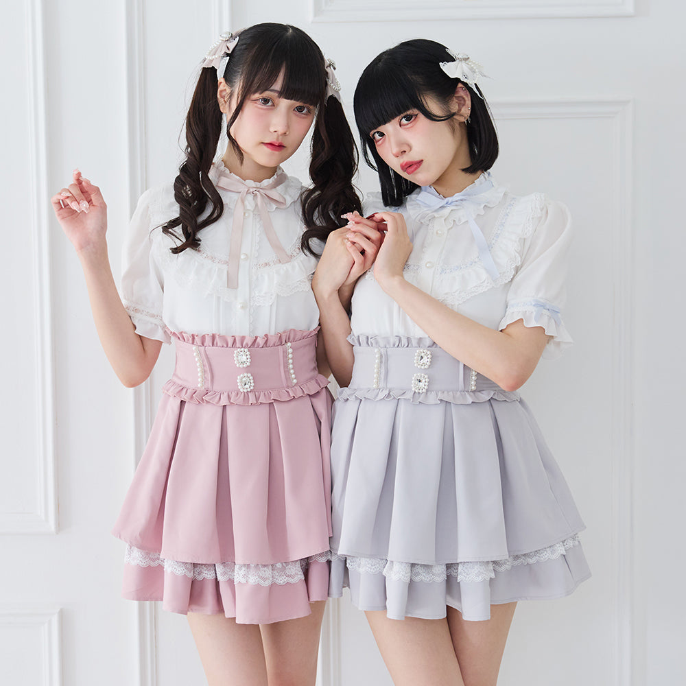 Dear My Love frill lace ribbon yoke blouse