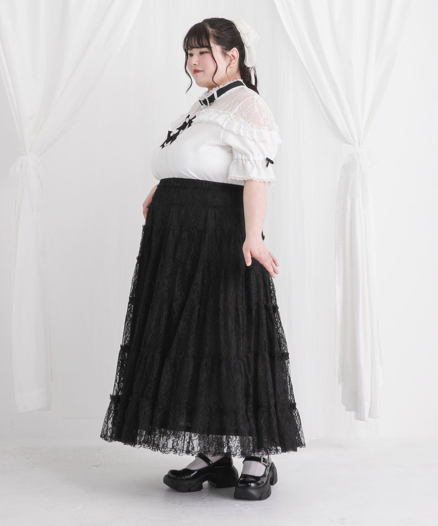 Dear My Love Whip heart bijoux ribbon blouse