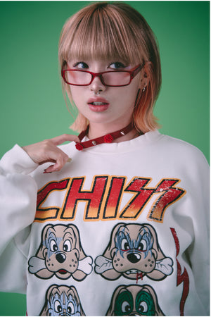 Galfy "CHISS" oversized white sweatshirt