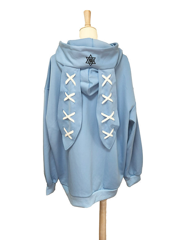 Psycho Nation blue bunny ears hoodie