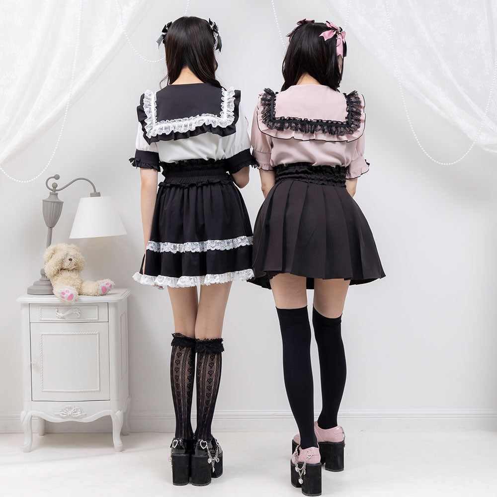 Dear My Love heart ribbon frill sailor blouse