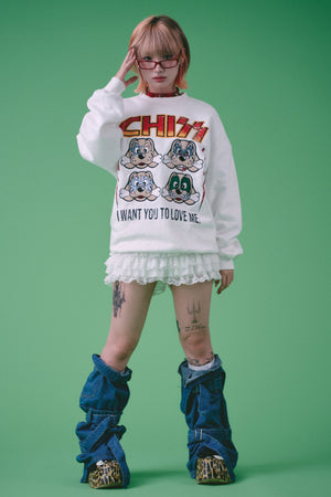 Galfy "CHISS" oversized white sweatshirt