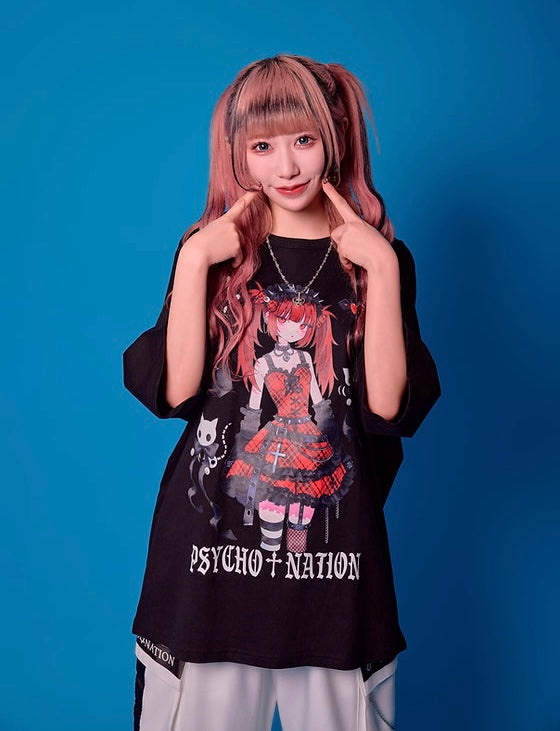 Psycho Nation x Rene "Gothic" black t-shirt