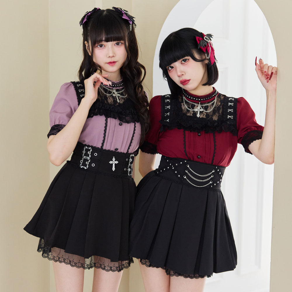 Dear My Love chain choker lace blouse