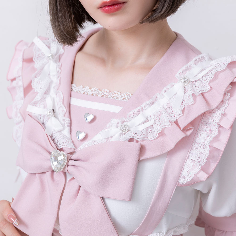 Dear My Love heart ribbon frill sailor blouse