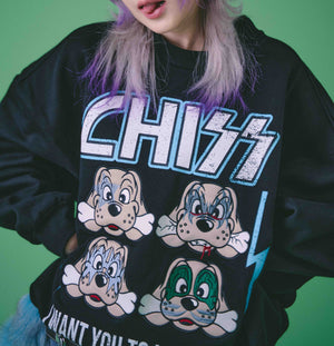 Galfy "CHISS" oversized black sweatshirt