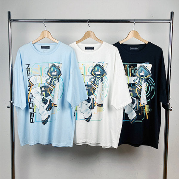 Psycho Nation x Rene "Cyberpunk" blue t-shirt ~ LAST ONE!