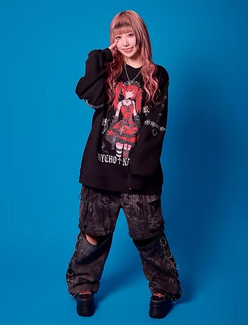 Psycho Nation x Rene collab "Gothic" black sweatshirt ~ LAST ONE!