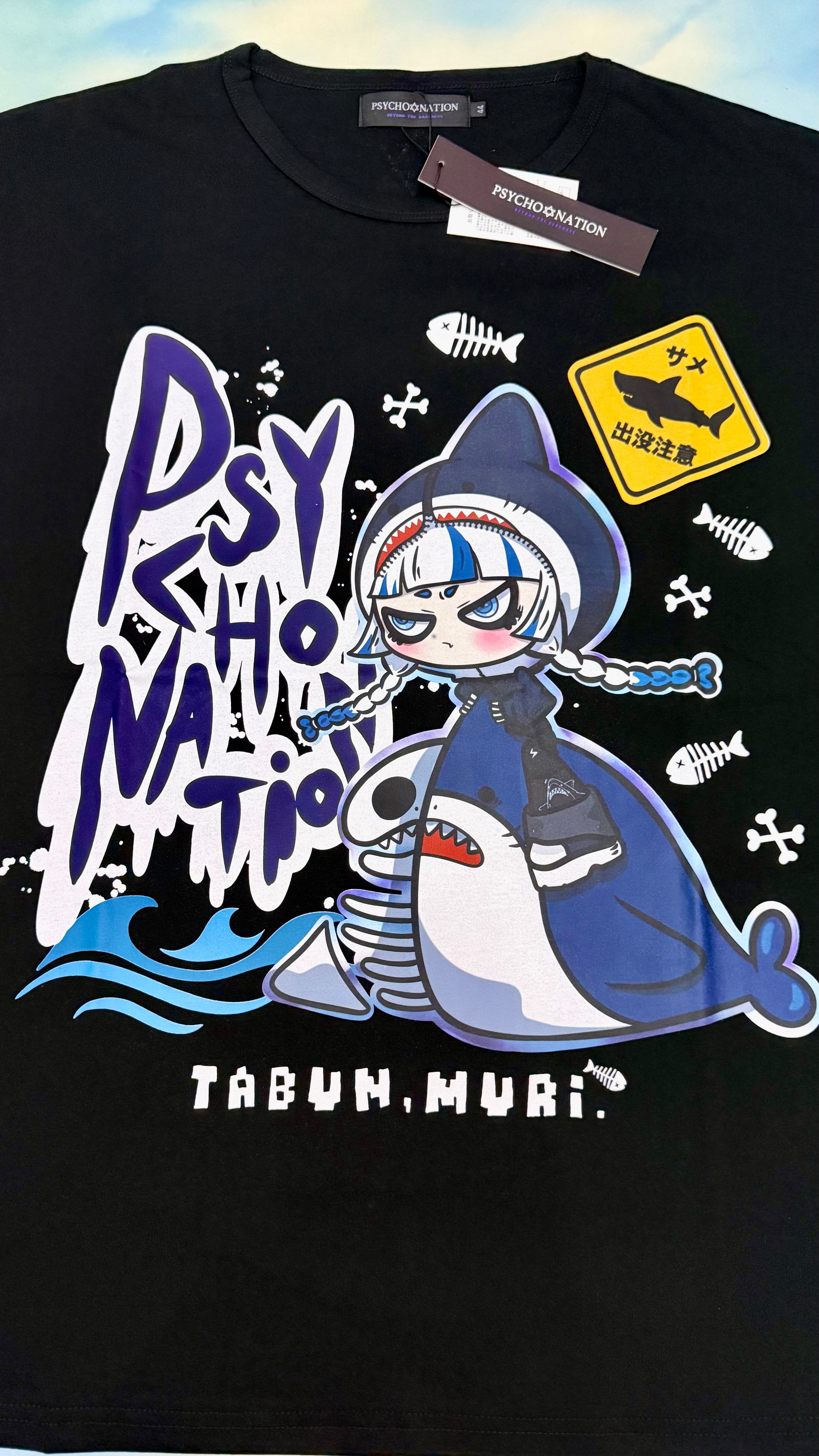 Psycho Nation & Tabun Muri shark t-shirt – Grumpy Bunny