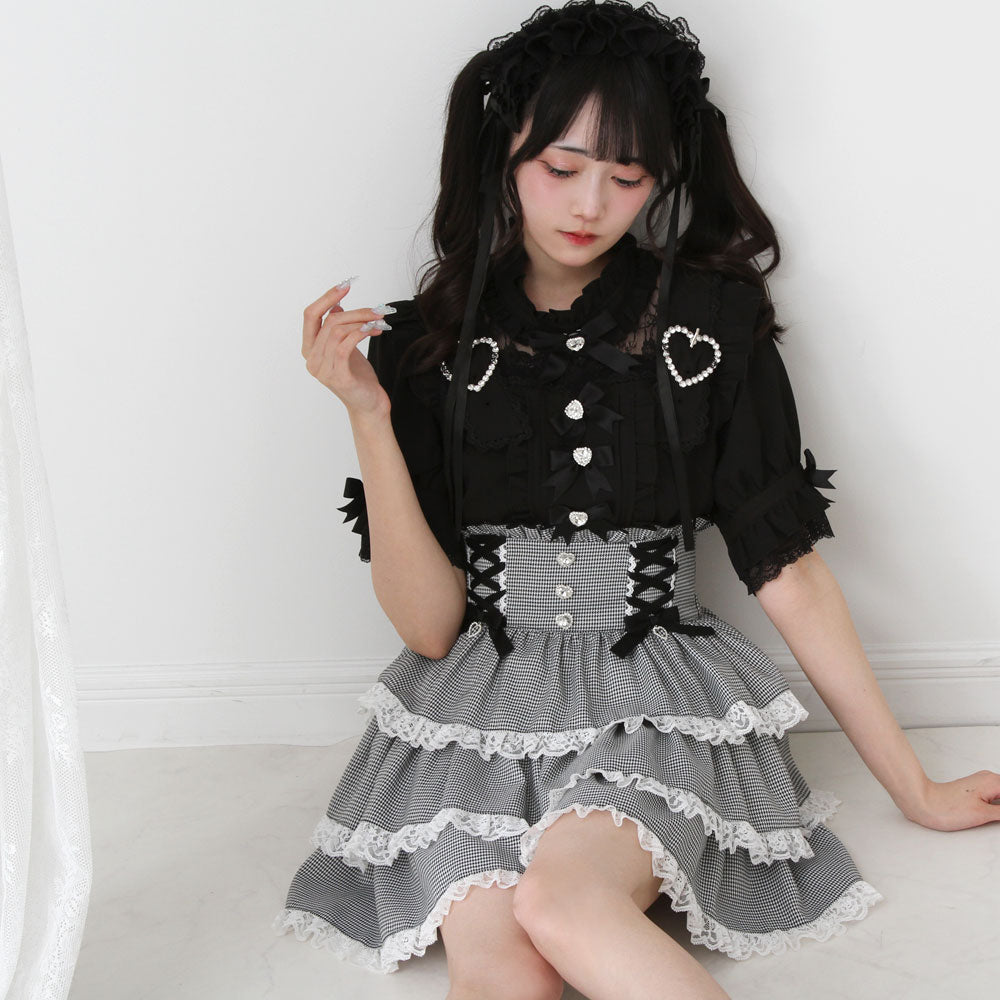 Dear My Love Heart Belt Bijou blouse