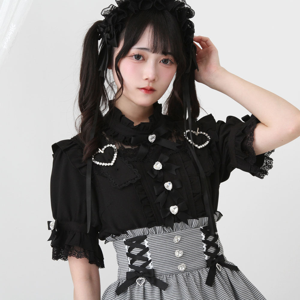 Dear My Love Heart Belt Bijou blouse