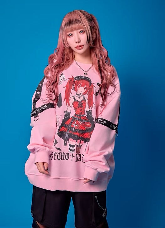 Psycho Nation x Rene collab "Gothic" pink sweatshirt