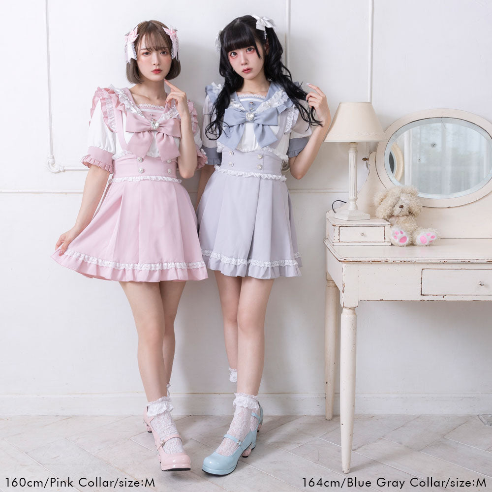 Dear My Love heart ribbon frill sailor blouse