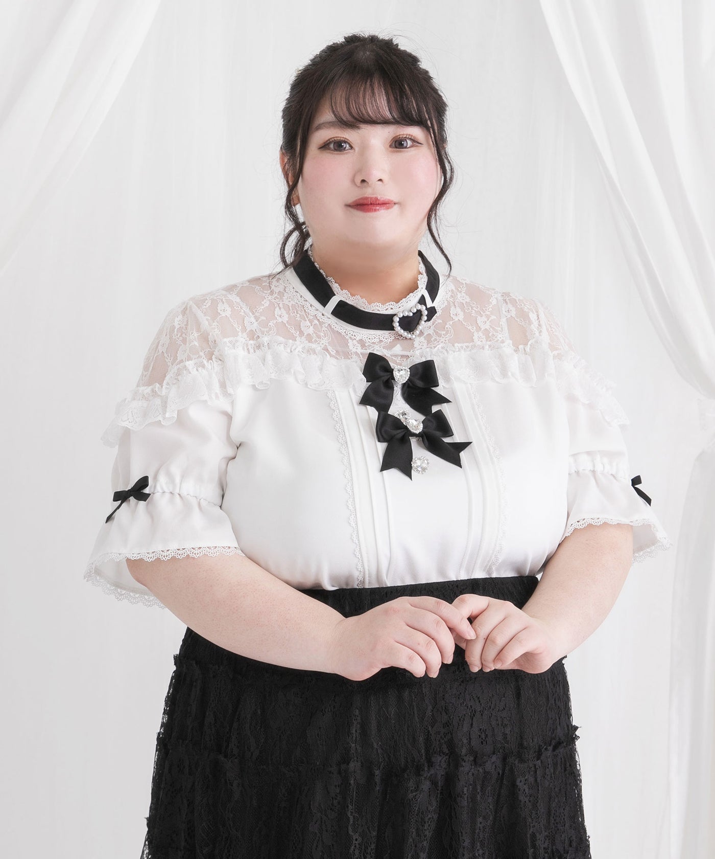 Dear My Love Whip heart bijoux ribbon blouse