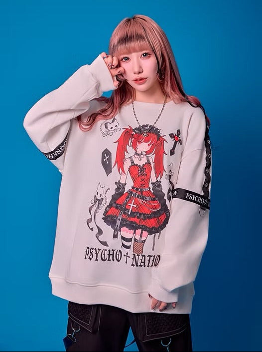 Psycho Nation x Rene collab "Gothic" pink sweatshirt