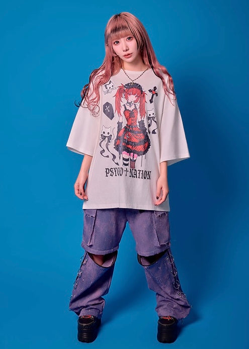 Psycho Nation x Rene "Gothic" white t-shirt ~ LAST ONE!