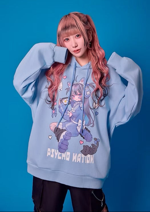 Psycho Nation x Rene collab "Gamer Cat" hoodie