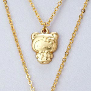 Sanrio Hello Kitty & Mimmy "Birthday" 18k gold necklace