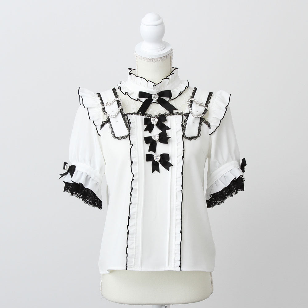 Dear My Love Whip heart belt bijou blouse