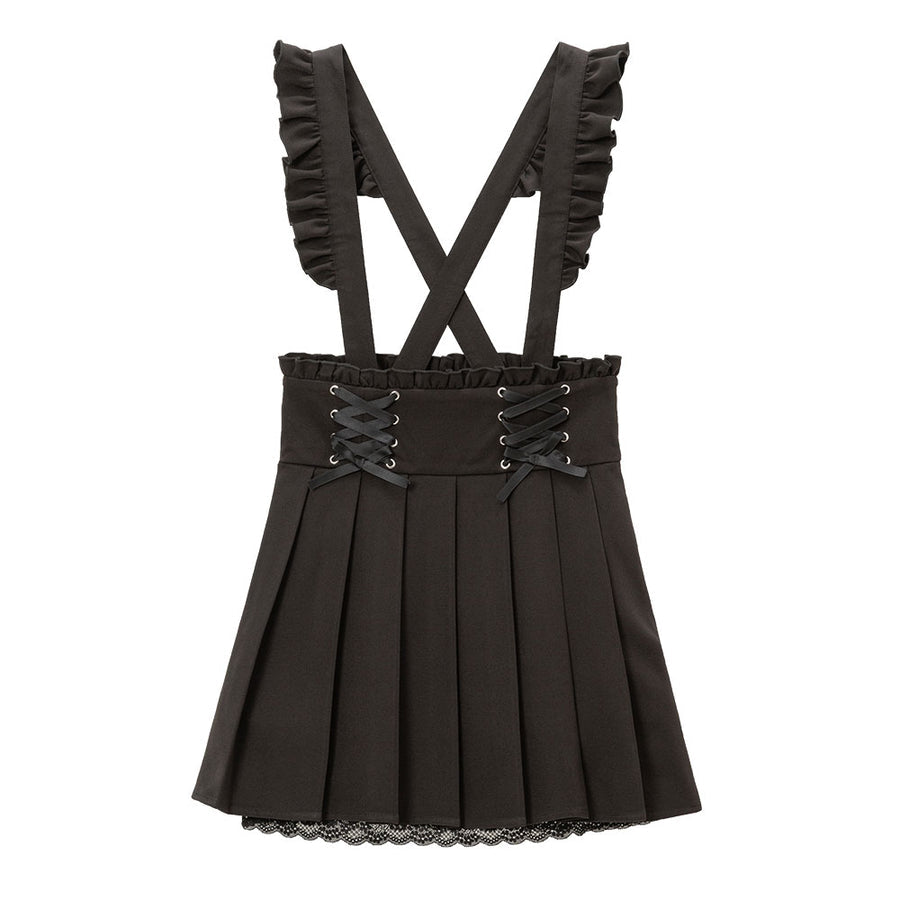 Dear My Love jirai kei "Suspenders Frill Lace-up Pleated" skirt