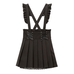 Dear My Love jirai kei "Suspenders Frill Lace-up Pleated" skirt