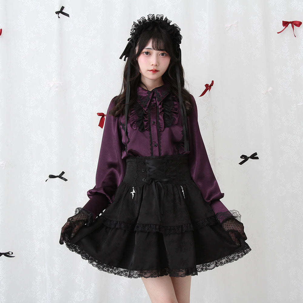 Dear My Love rose lace tiered skirt