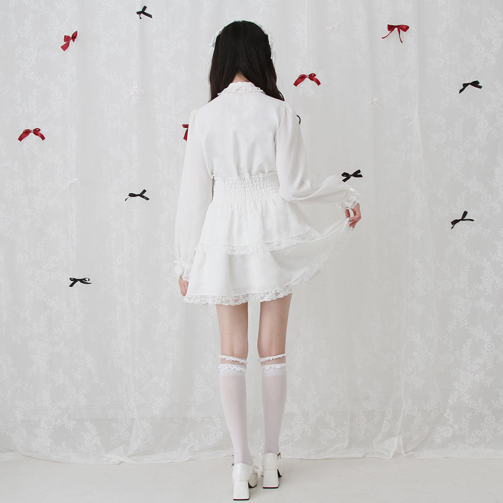 Dear My Love rose lace tiered skirt