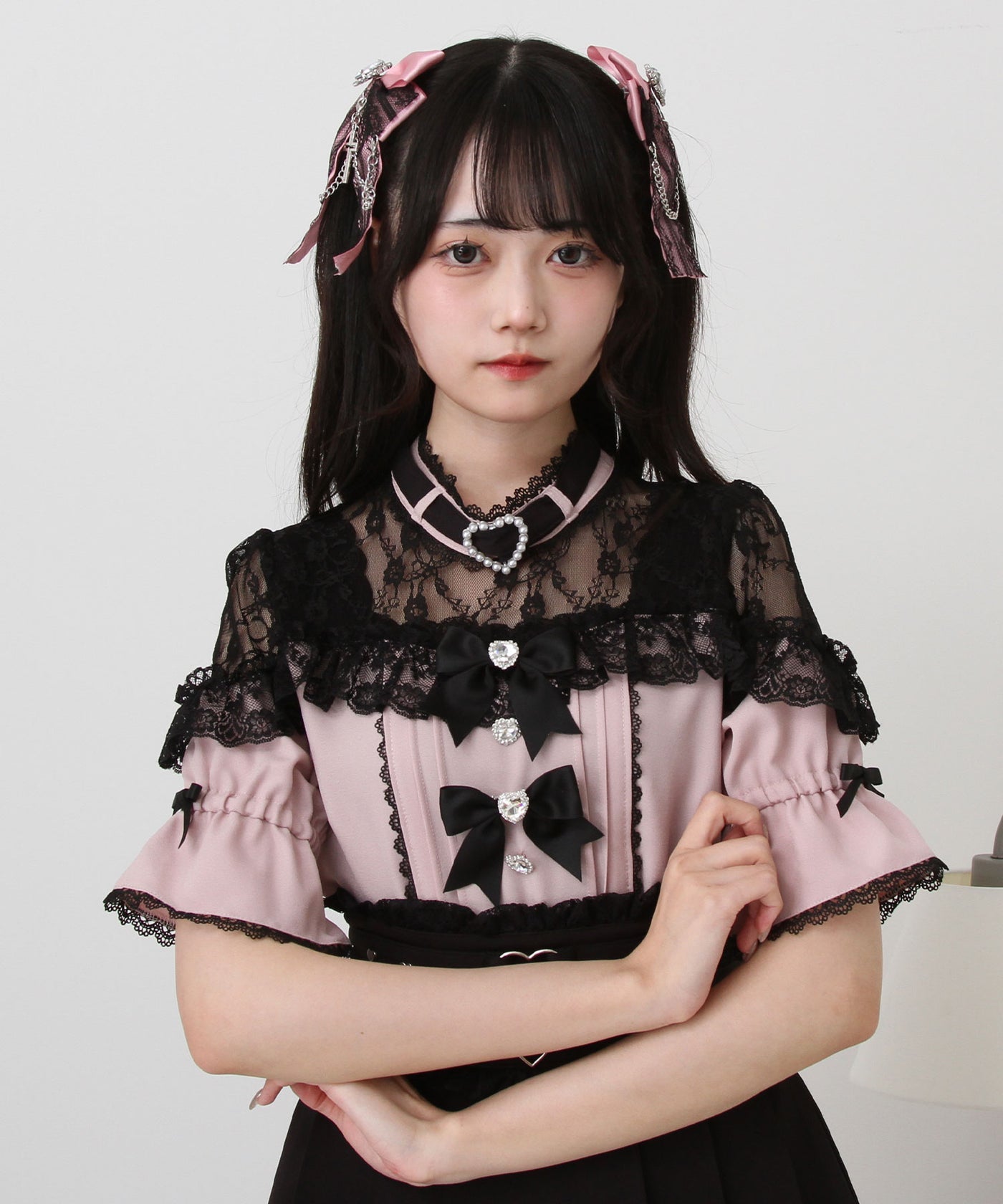 Dear My Love heart bijoux ribbon blouse