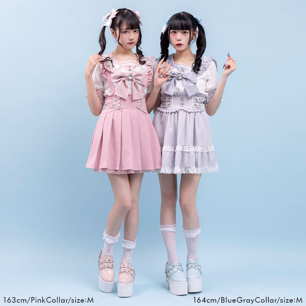 Dear My Love heart ribbon frill sailor blouse