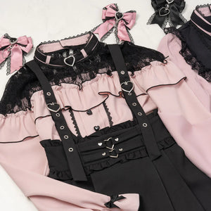 Dear My Love jirai kei heart suspenders skirt