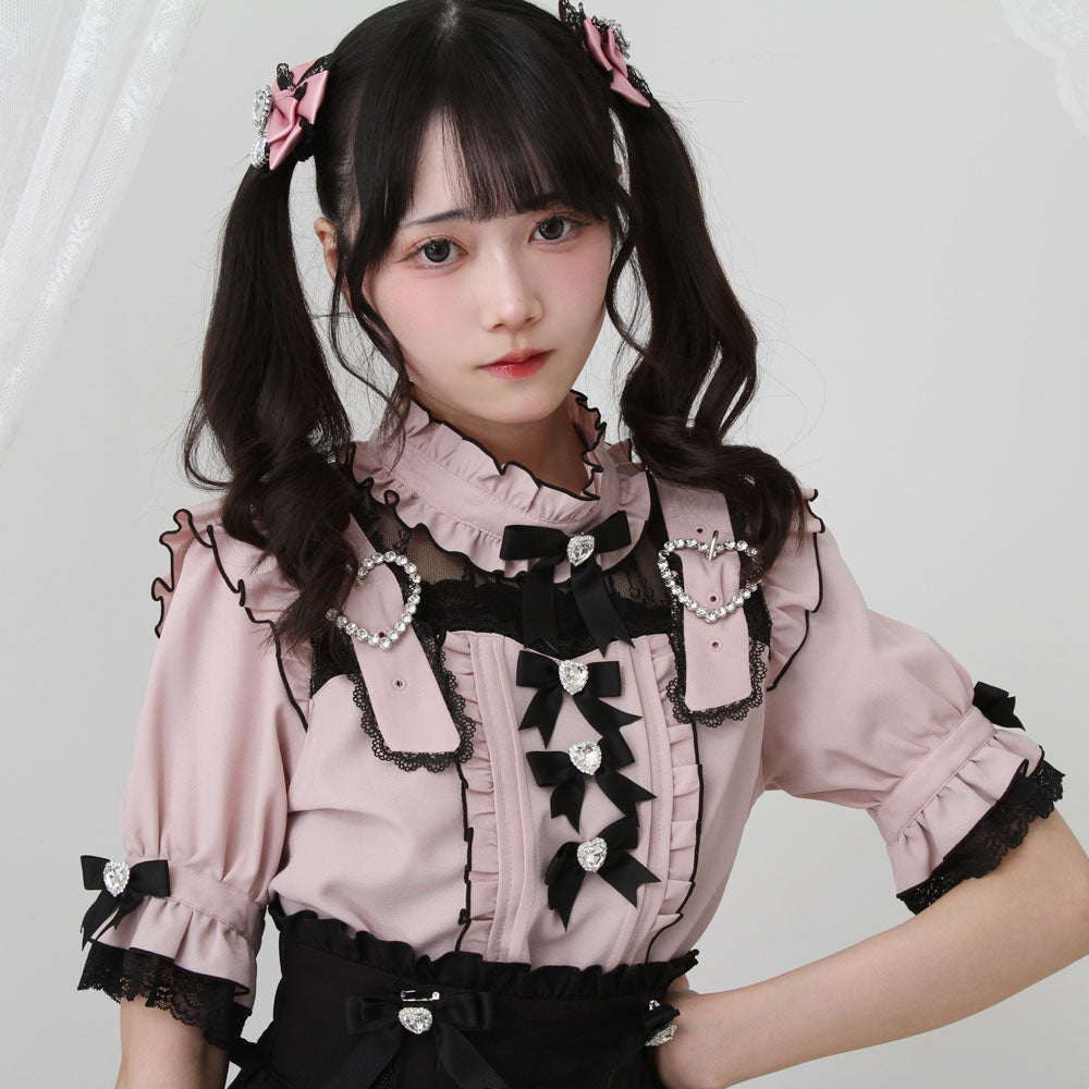 Dear My Love Heart Belt Bijou blouse