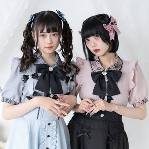 Dear My Love Whip "Bijou Ribbon Frill" blouse