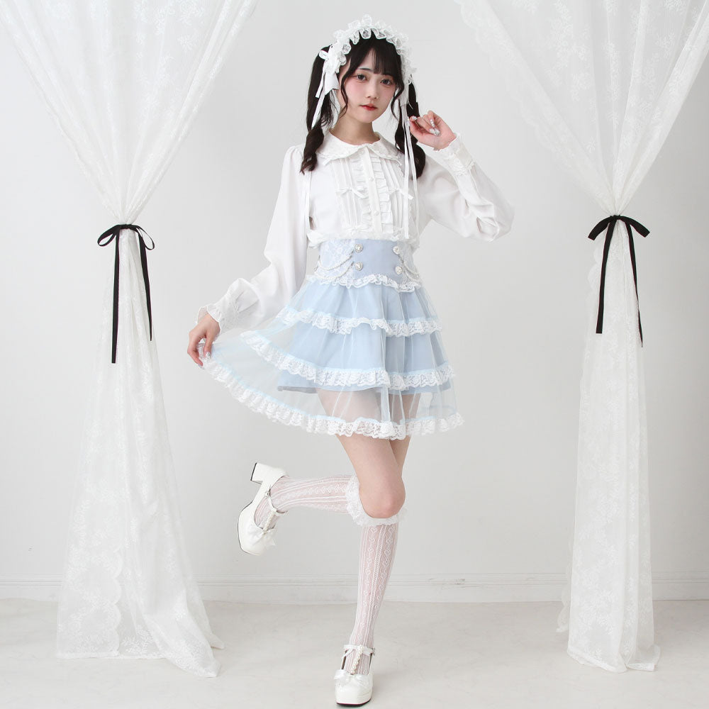 Dear My Love tulle layered pearl frill skirt