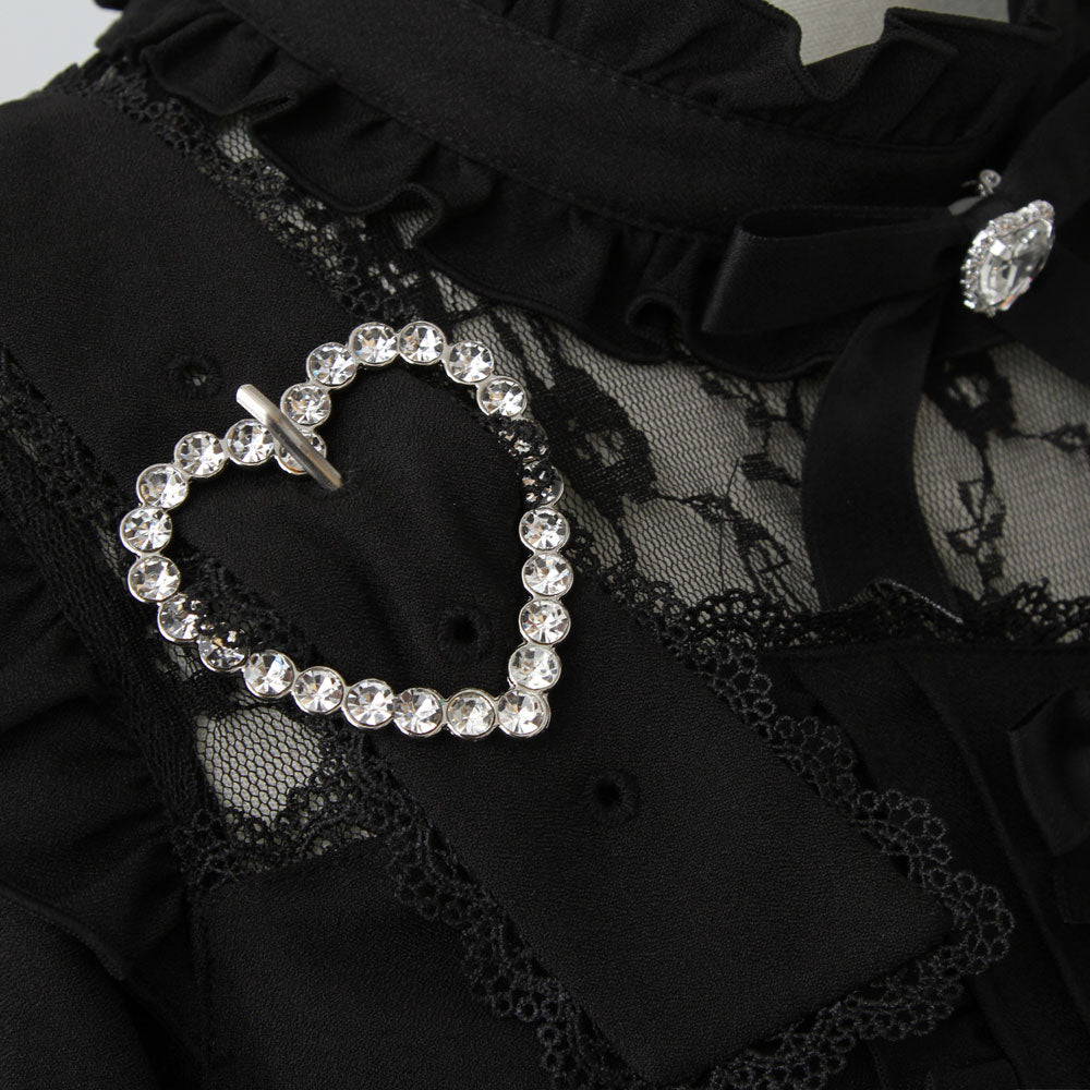 Dear My Love Whip heart belt bijou blouse