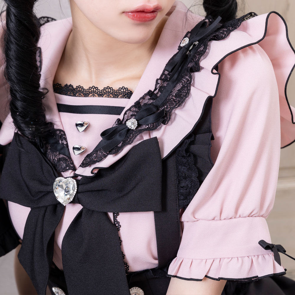 Dear My Love heart ribbon frill sailor blouse