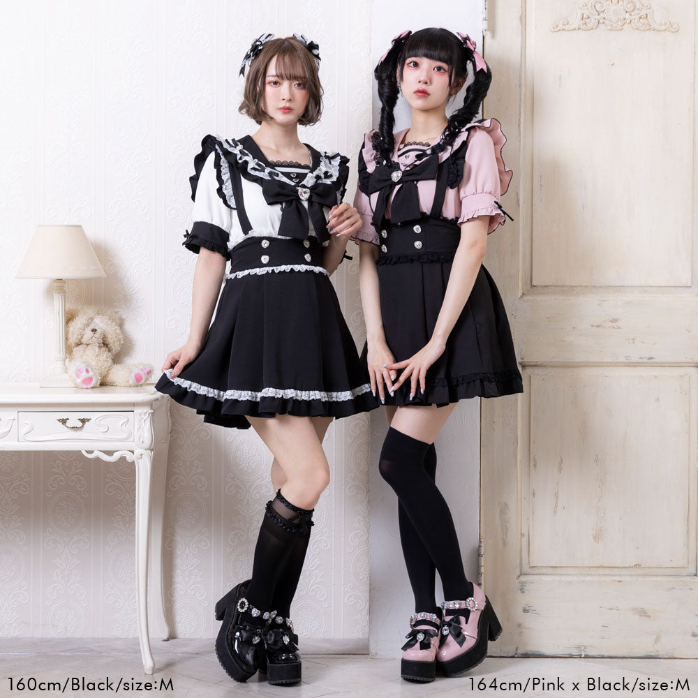 Dear My Love heart ribbon frill sailor blouse