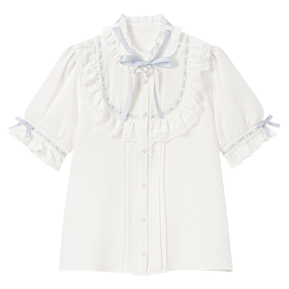 Dear My Love frill lace ribbon yoke blouse